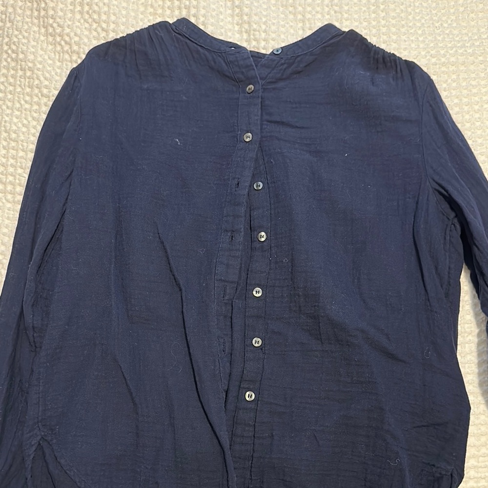 Navy Button-Up Blouse